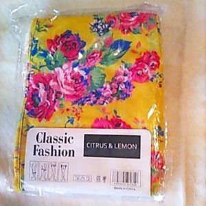 Leggings Yellow/Pink Floral S With Pockets Citrus & Lemon Classic Fashion NEW
